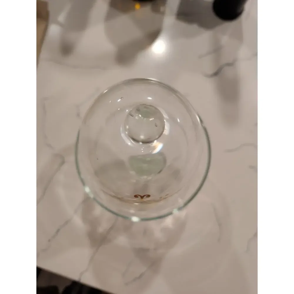Vintage Clear Glass Cupcake Stand Cloche Dome Gold Filigree Pedestal Server